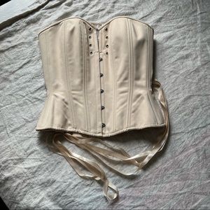 ❌SOLD❌ Timeless Trends Beige Cotton Overbust Corset, Hourglass 26M